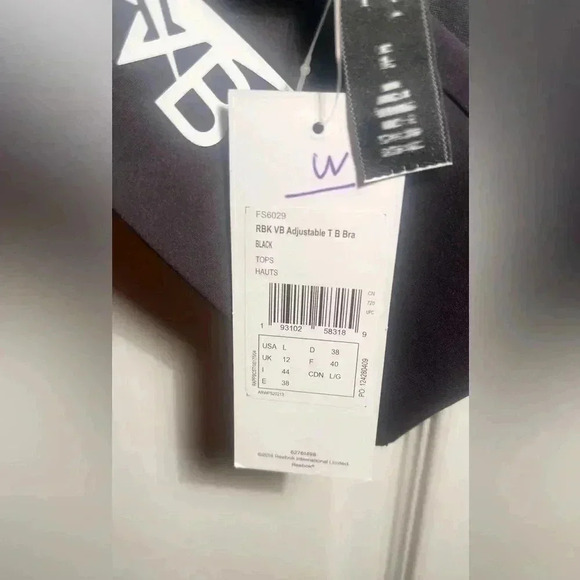 NWT Reebok X Victoria Beckham  adjustable athletic casual yoga black bra top L - Picture 4 of 5